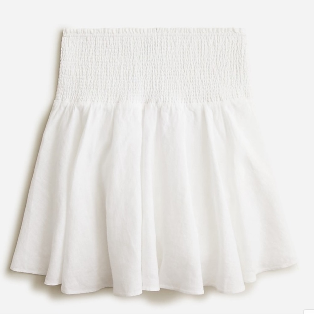 J. Crew Smocked Waist Linen Mini Skirt - Picture 4 of 6